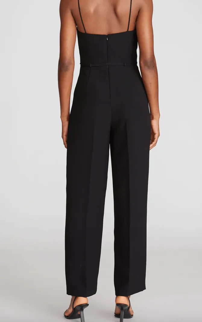 Halston Lou Jumpsuit in Stretch Crepe in Black