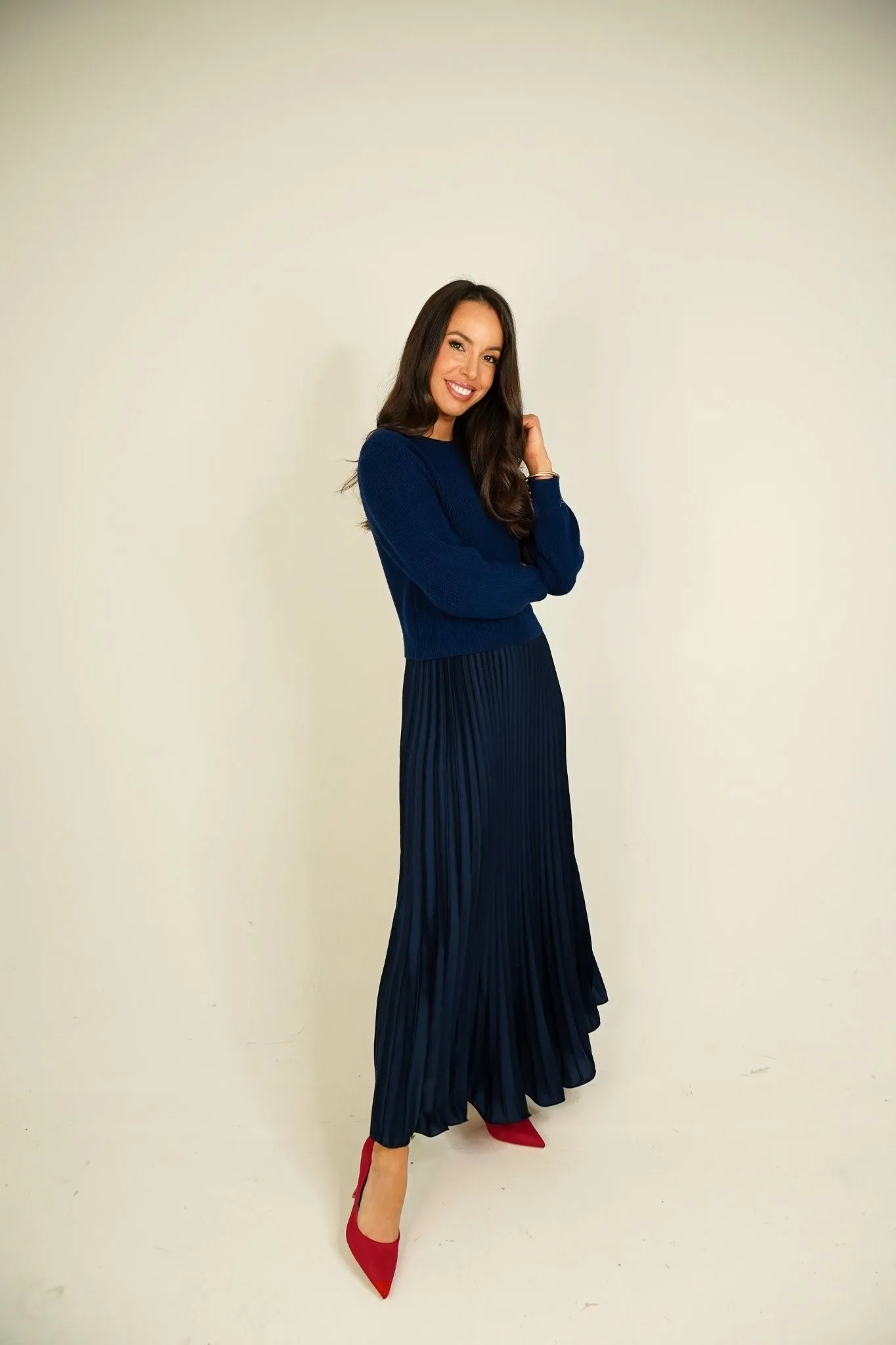 Indie Contrast Jumper Dress In Navy