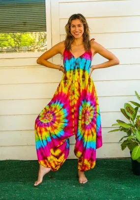 J17- Hand Dyed Wide Leg Boho Hippie Jumpsuits Rompers Pants