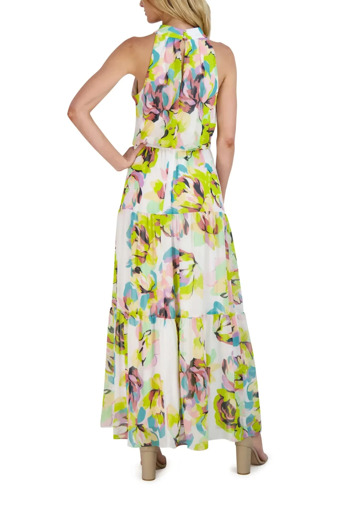 Julia Jordan Mock Neck 3 Tier Maxi Dress