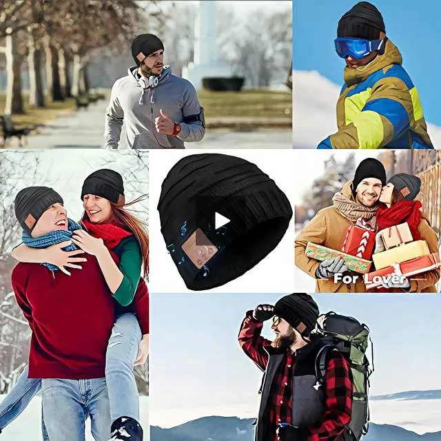 Knit Bluetooth Beanie Winter Music Hat Headphones.