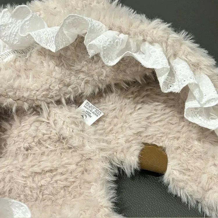 Lace Plush Bear Hat