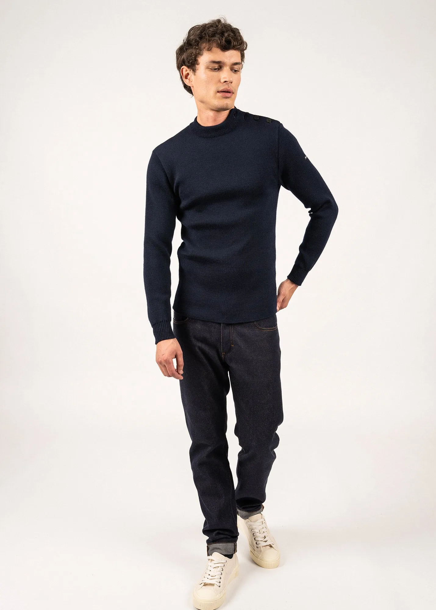 Matelot authentic sailor jumper - slim fit, in pure new wool (MARINE)