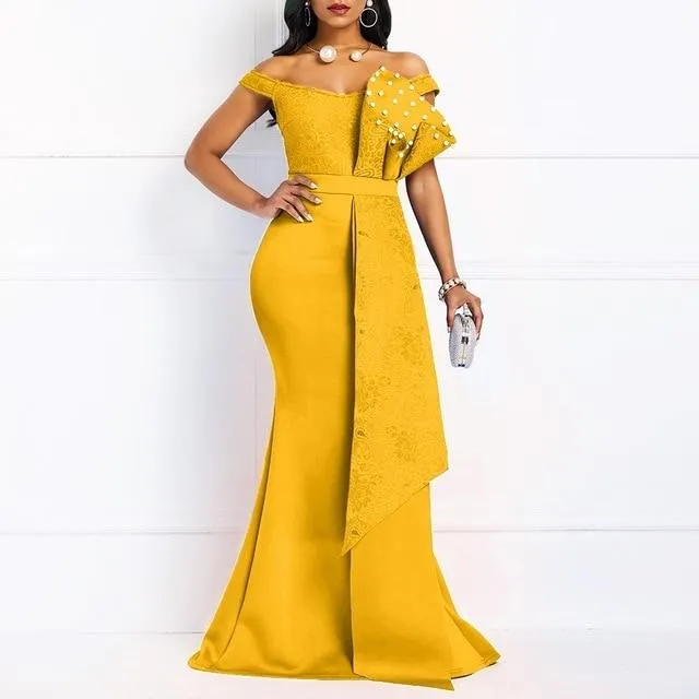 Mermaid Off Shoulder Prom Evening Ladies Elegant Maxi Dresses