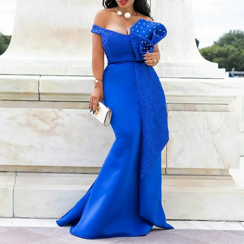 Mermaid Off Shoulder Prom Evening Ladies Elegant Maxi Dresses