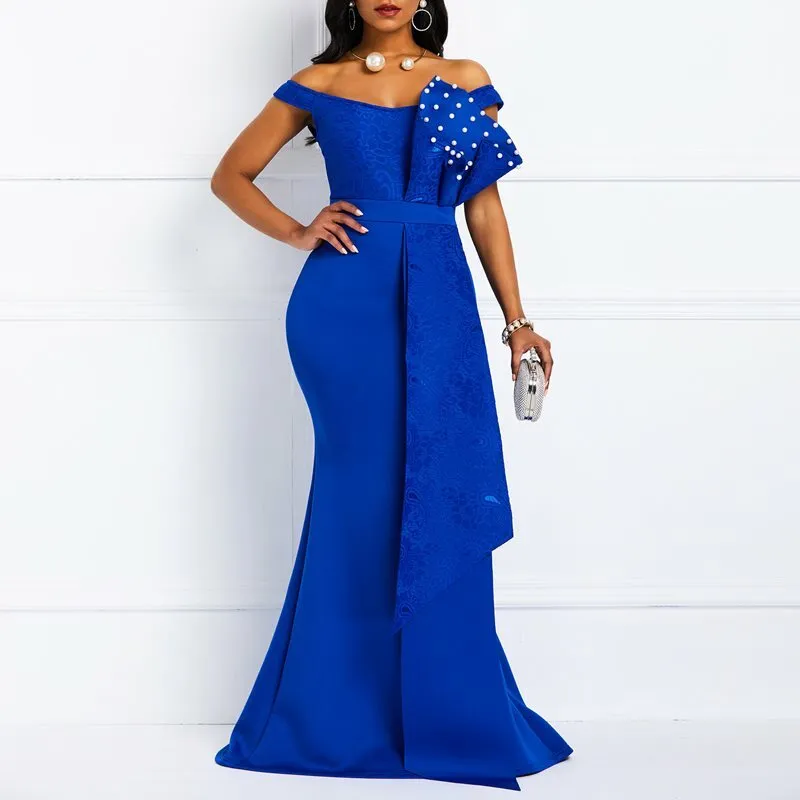 Mermaid Off Shoulder Prom Evening Ladies Elegant Maxi Dresses