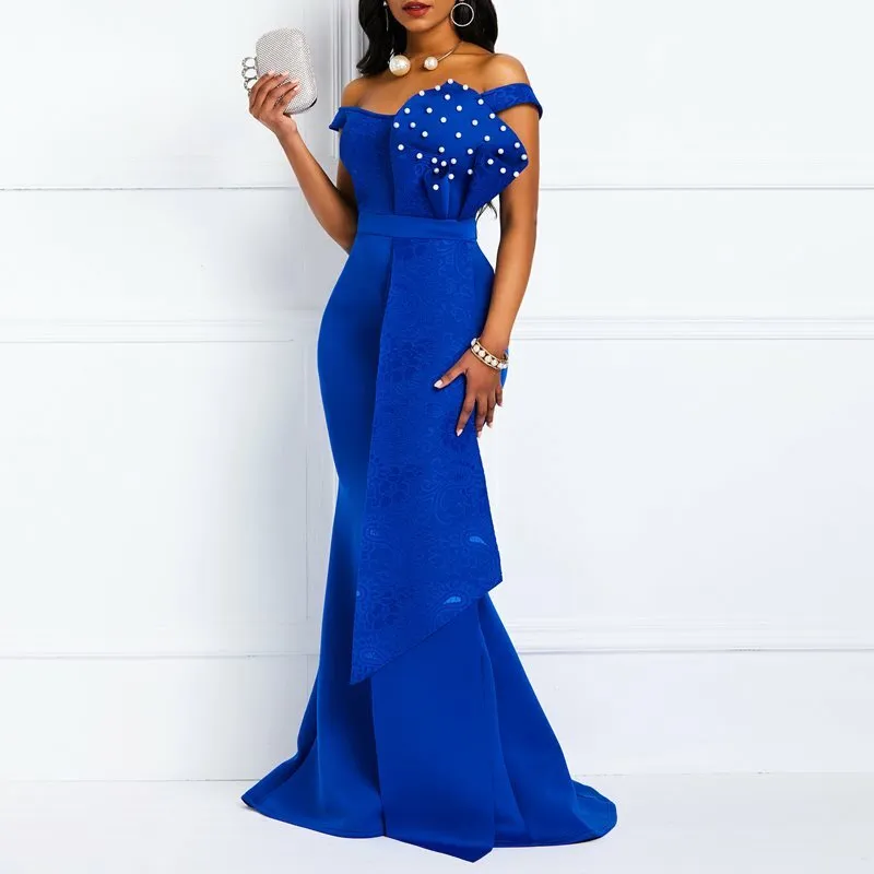 Mermaid Off Shoulder Prom Evening Ladies Elegant Maxi Dresses