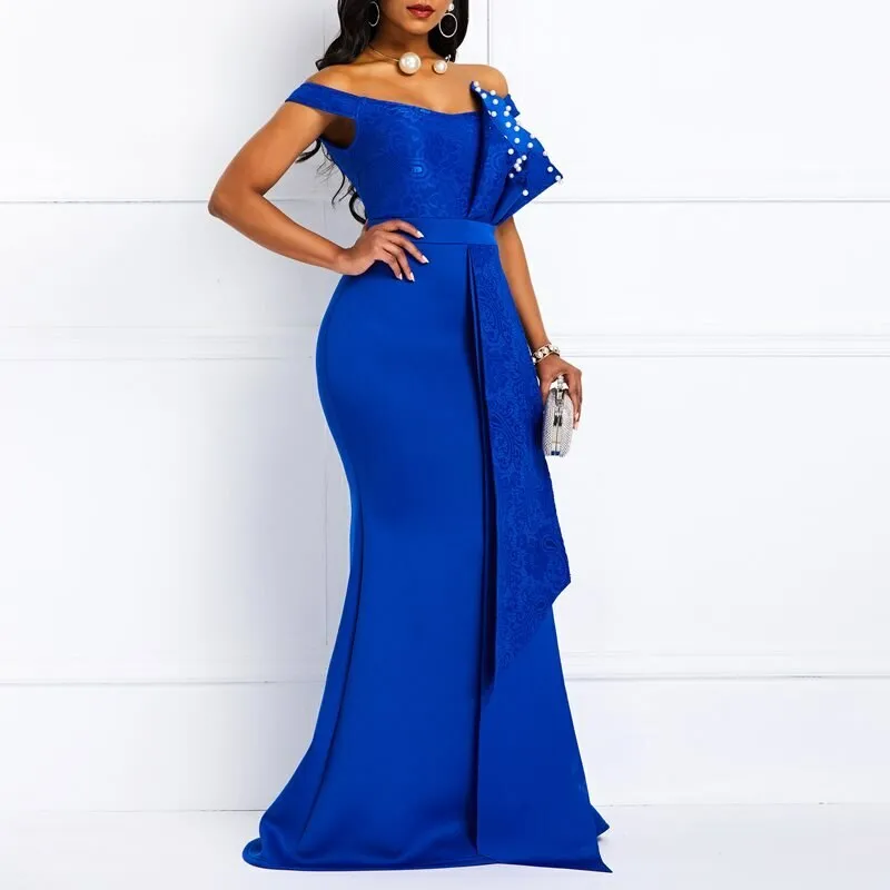 Mermaid Off Shoulder Prom Evening Ladies Elegant Maxi Dresses