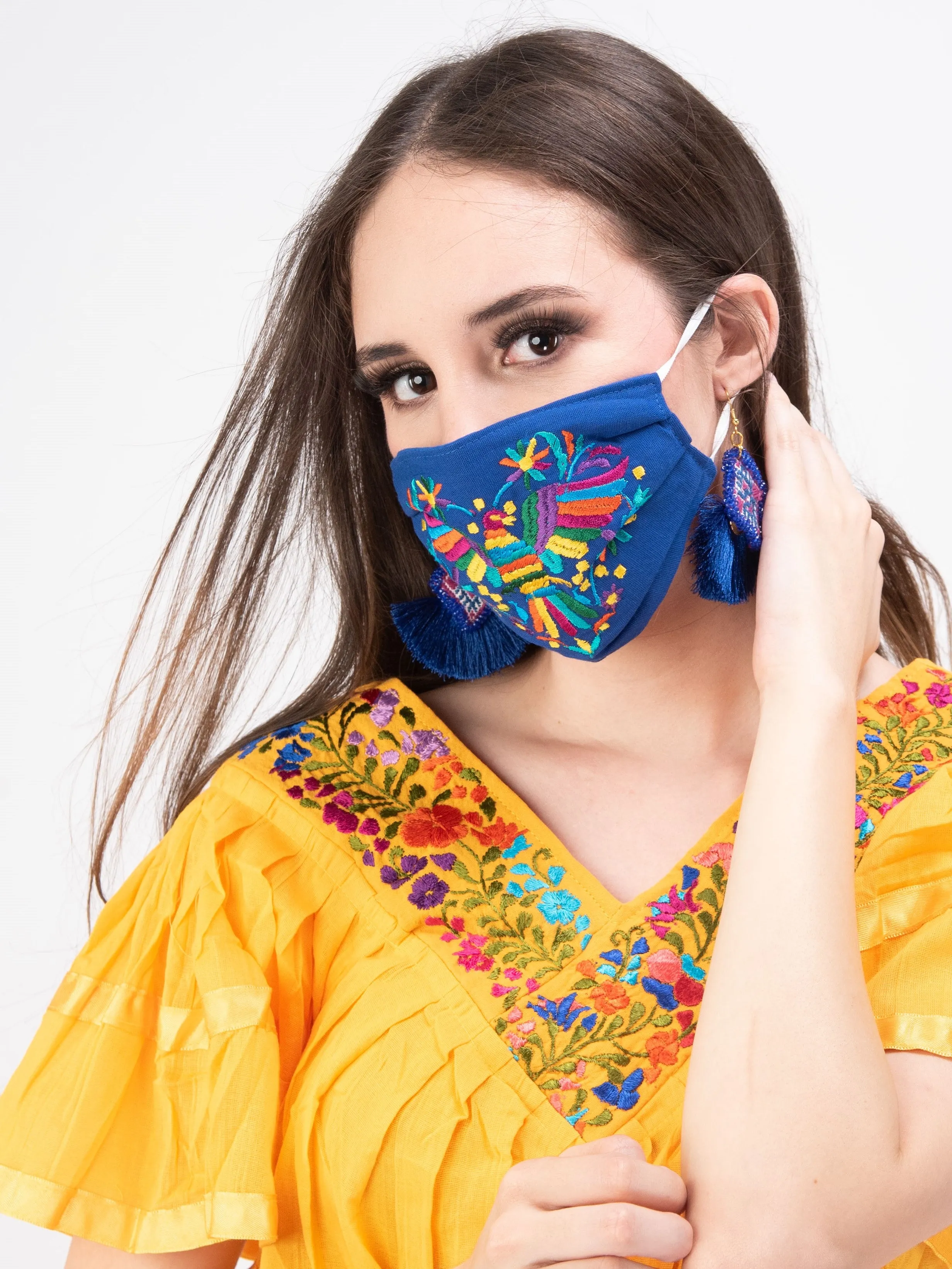 Mexican Embroidered Corazon Otomi Face Mask