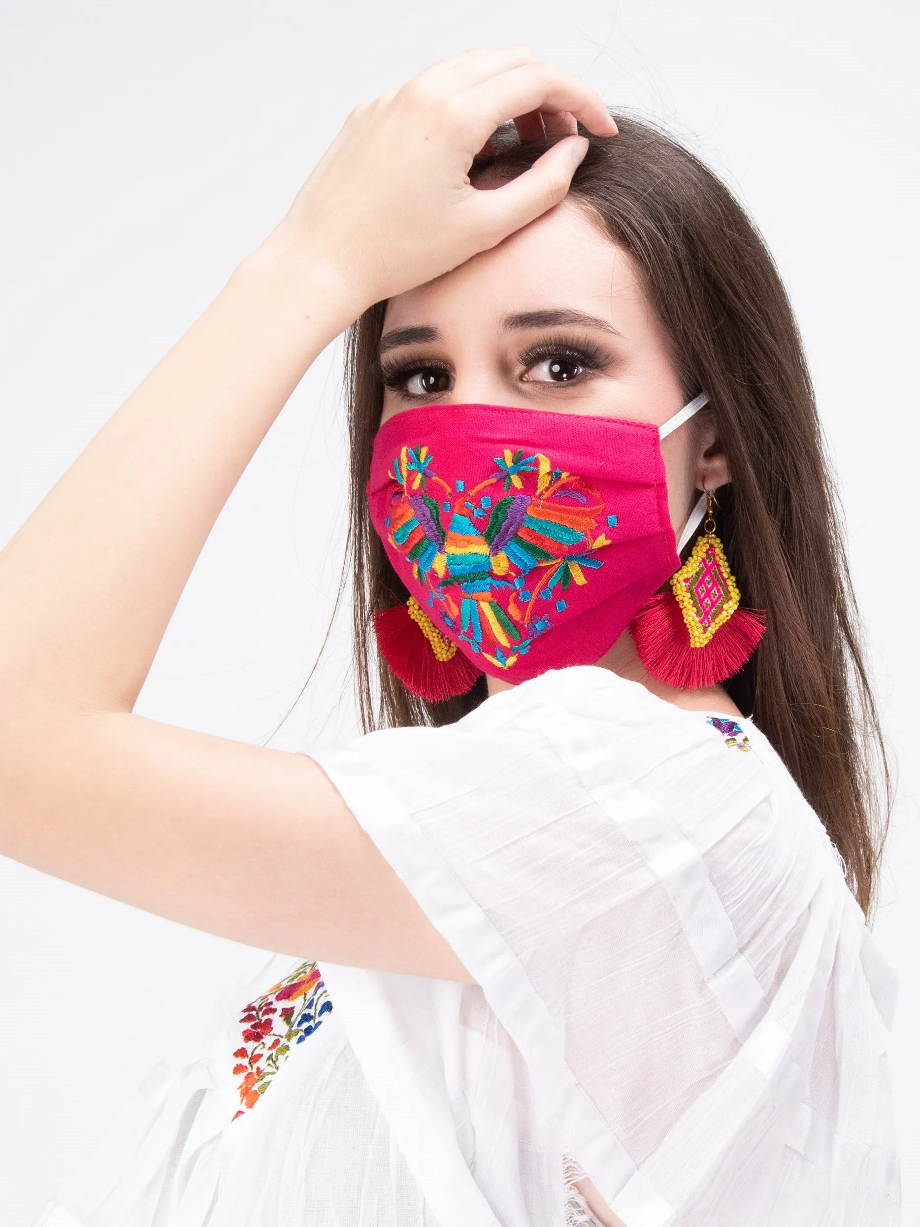 Mexican Embroidered Corazon Otomi Face Mask