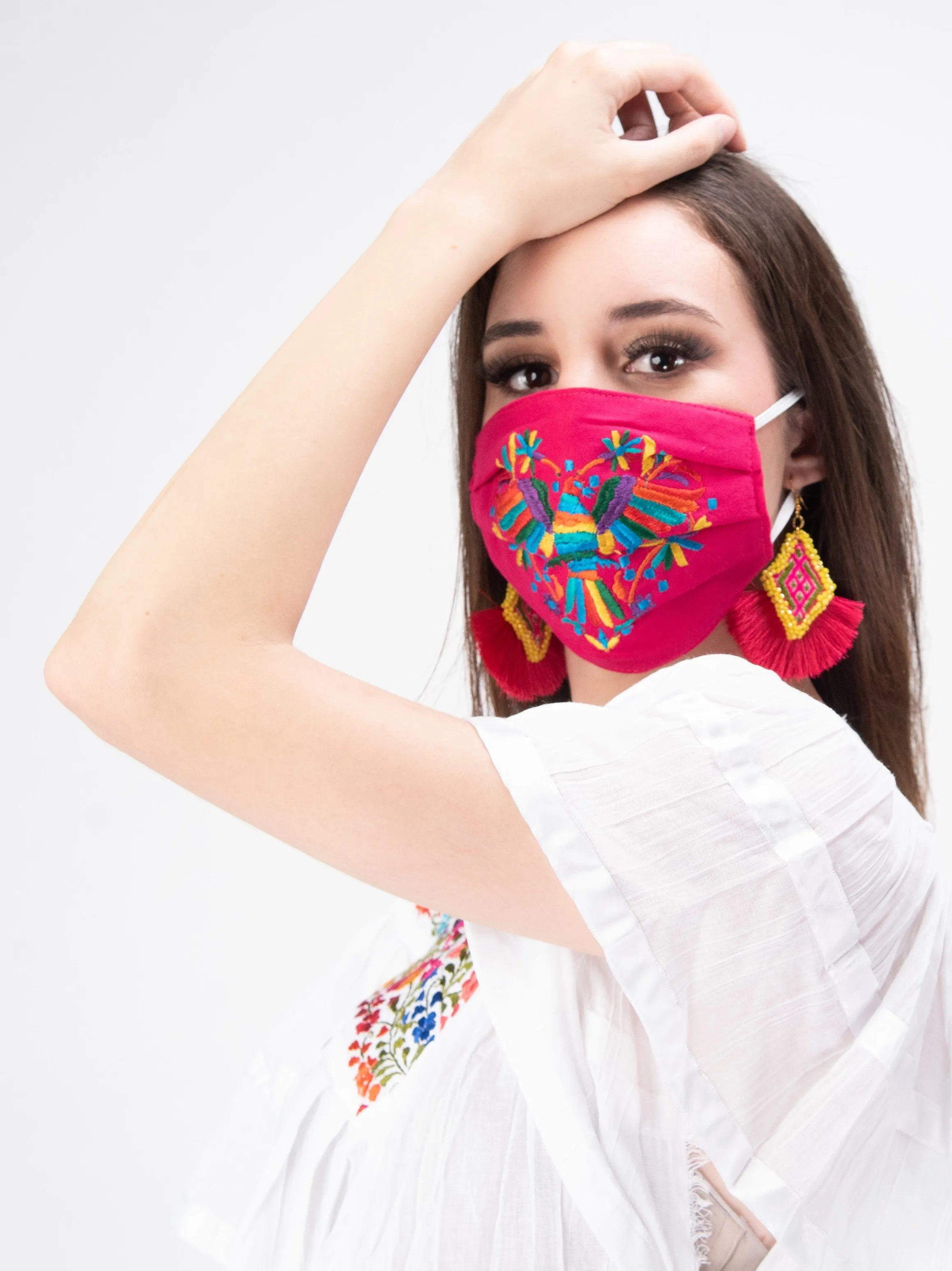 Mexican Embroidered Corazon Otomi Face Mask