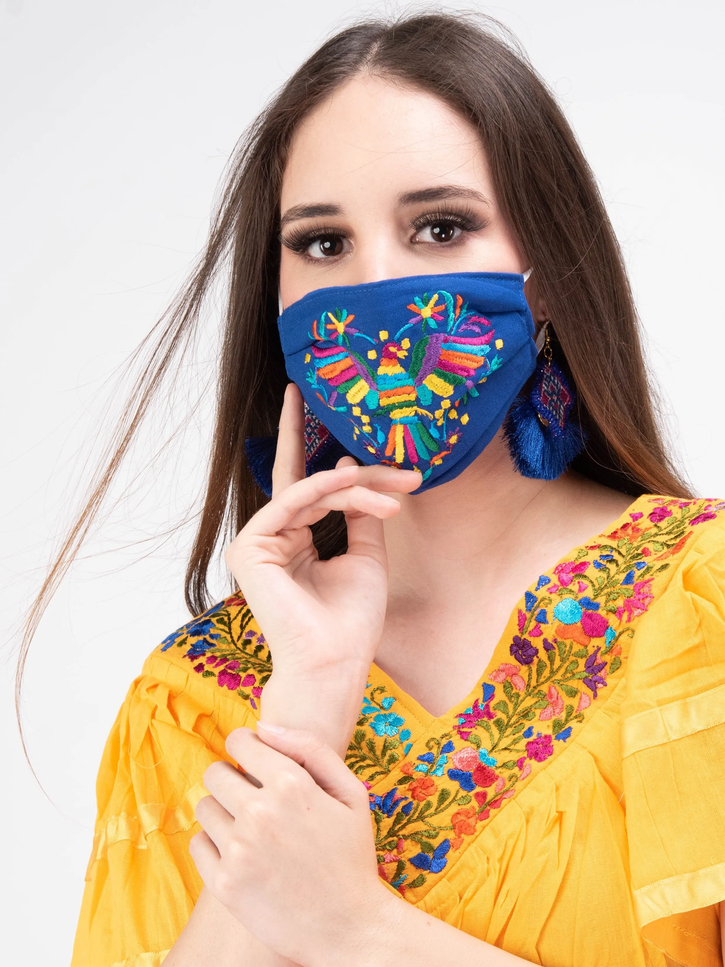 Mexican Embroidered Corazon Otomi Face Mask