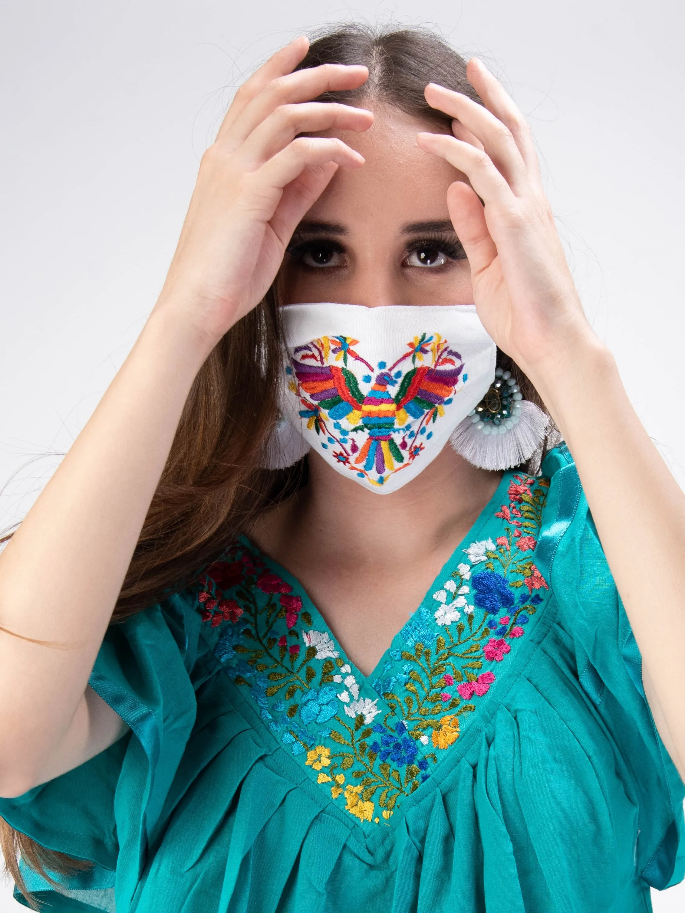 Mexican Embroidered Corazon Otomi Face Mask