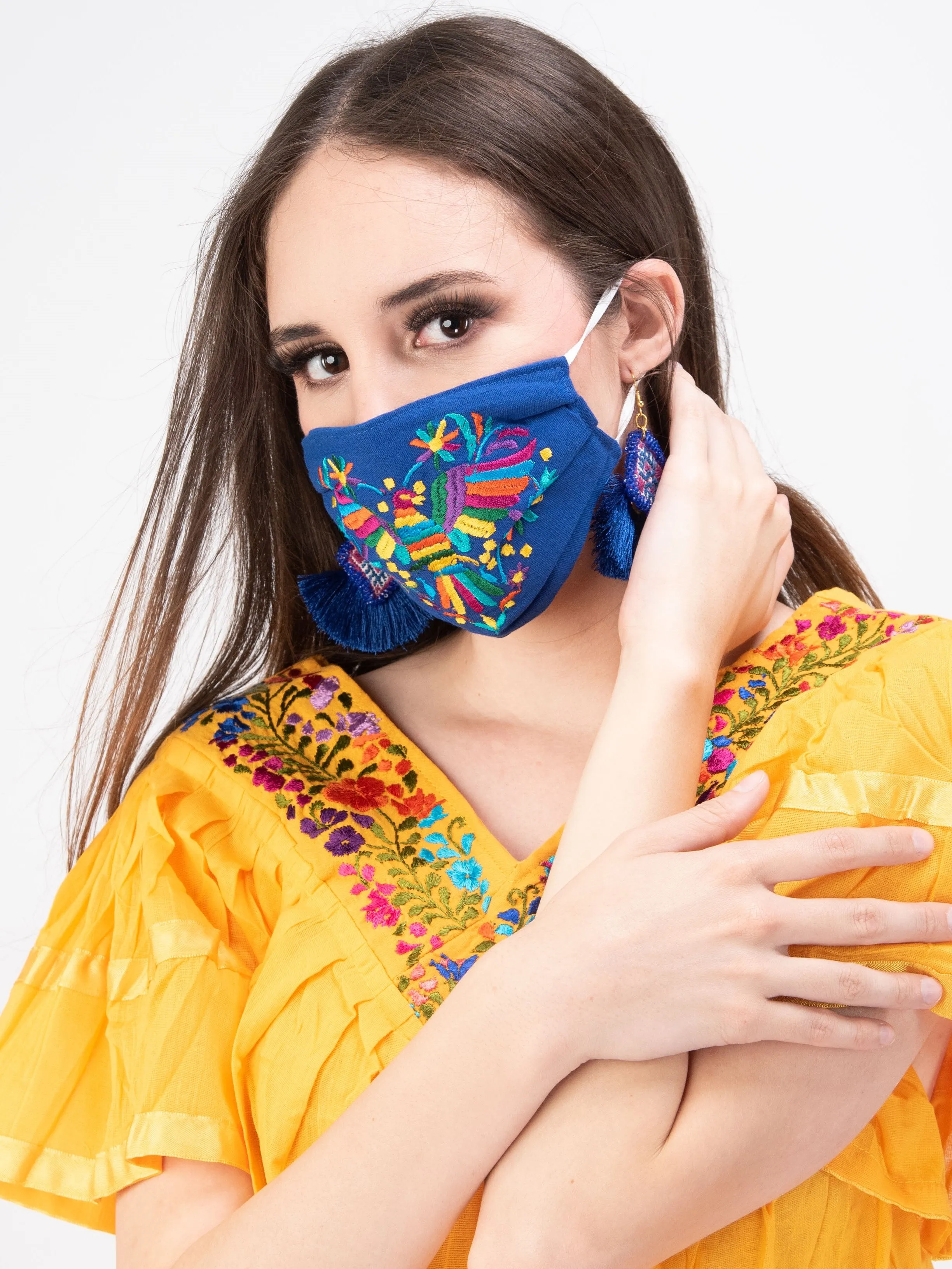 Mexican Embroidered Corazon Otomi Face Mask