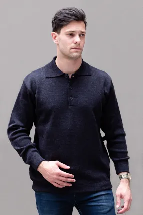 Mid Weight Buttoned Polo Neck