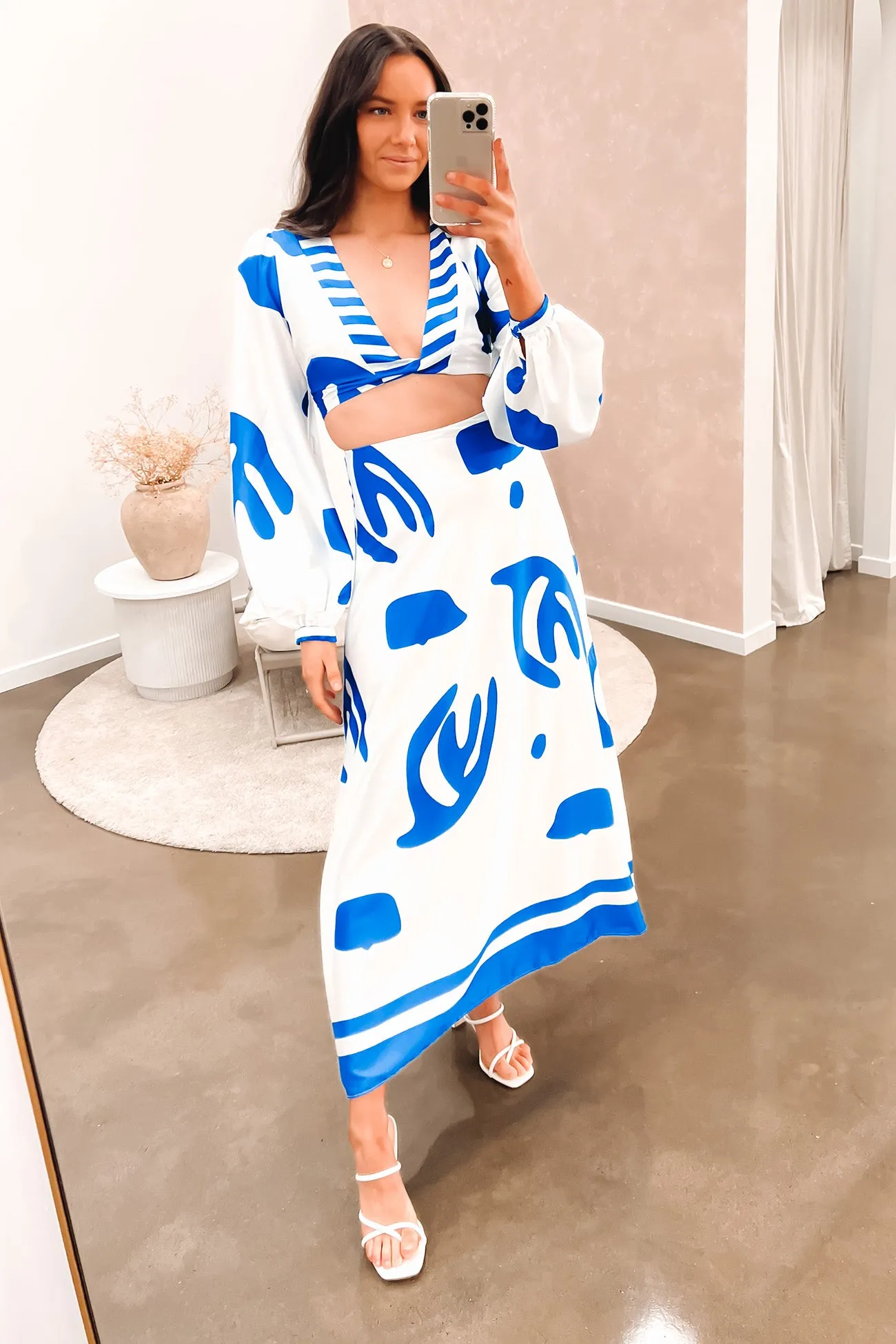 Naya Maxi Dress White Blue