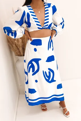 Naya Maxi Dress White Blue