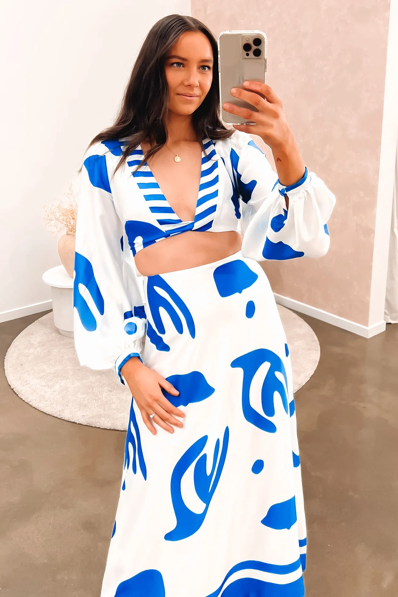 Naya Maxi Dress White Blue