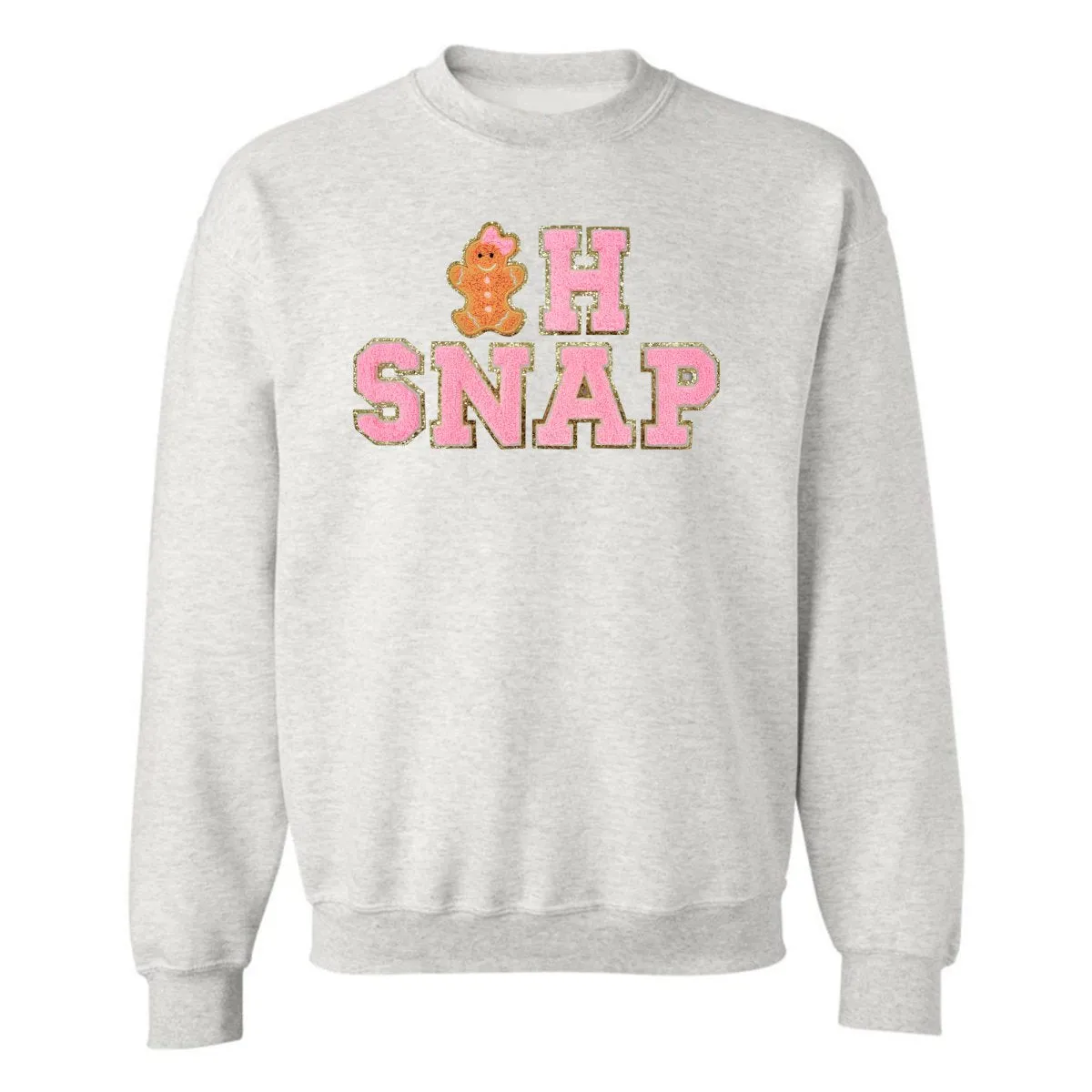 'Oh Snap' Letter Patch Crewneck Sweatshirt