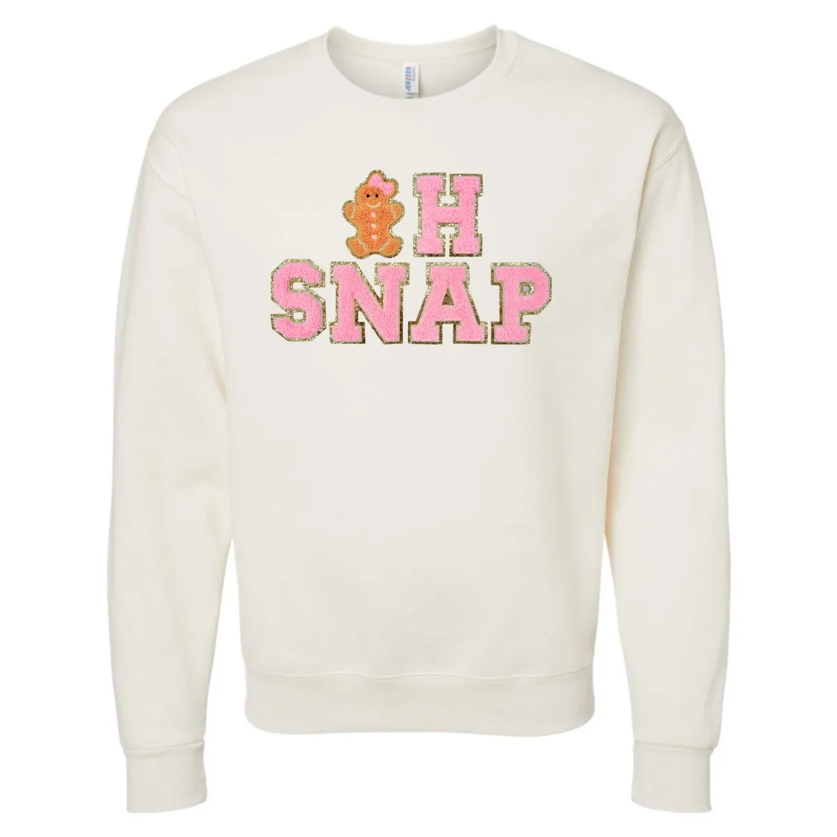 'Oh Snap' Letter Patch Crewneck Sweatshirt