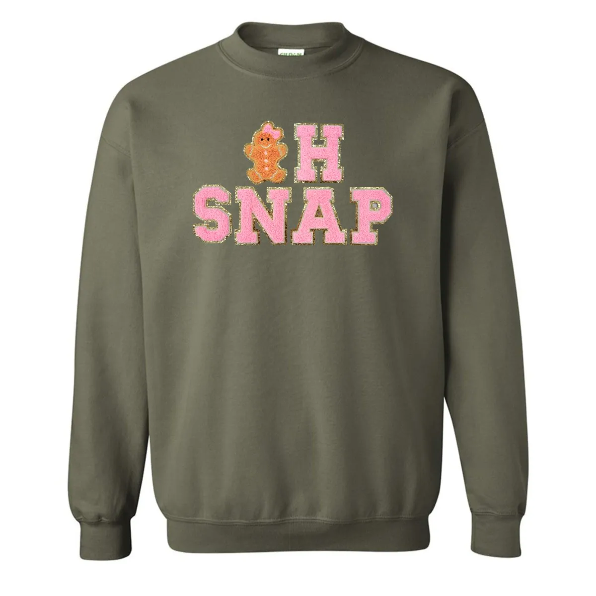 'Oh Snap' Letter Patch Crewneck Sweatshirt