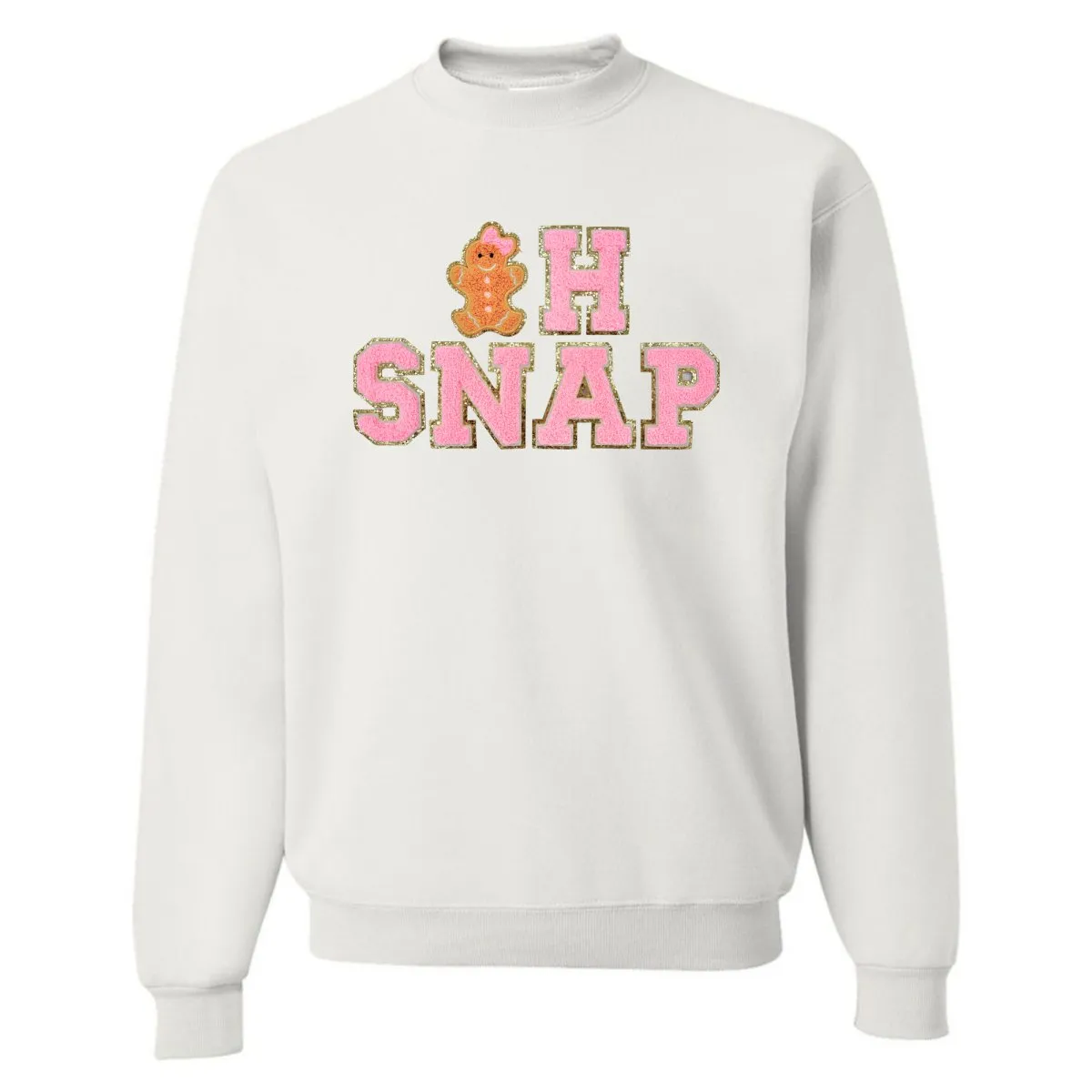 'Oh Snap' Letter Patch Crewneck Sweatshirt