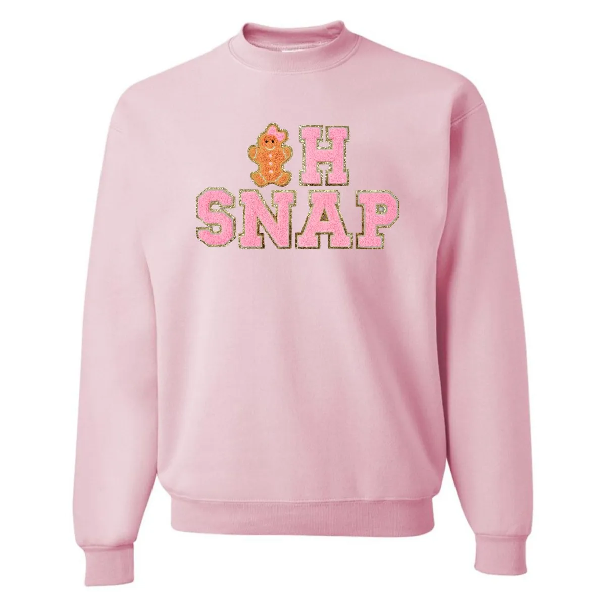 'Oh Snap' Letter Patch Crewneck Sweatshirt