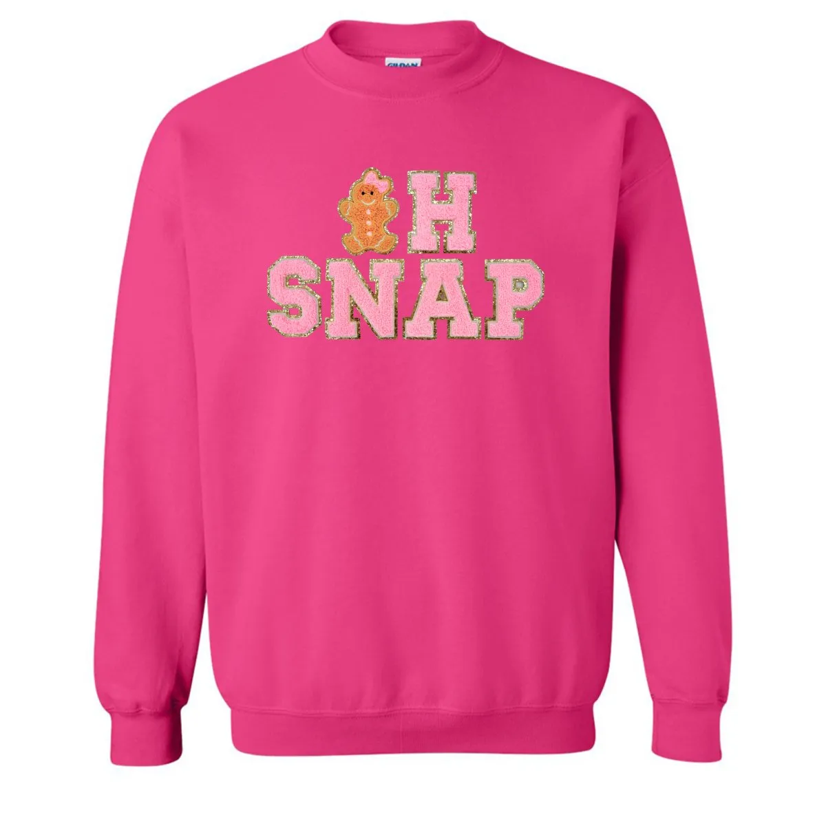 'Oh Snap' Letter Patch Crewneck Sweatshirt