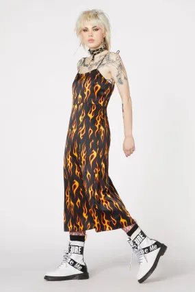 On Fire Satin Slip Dress