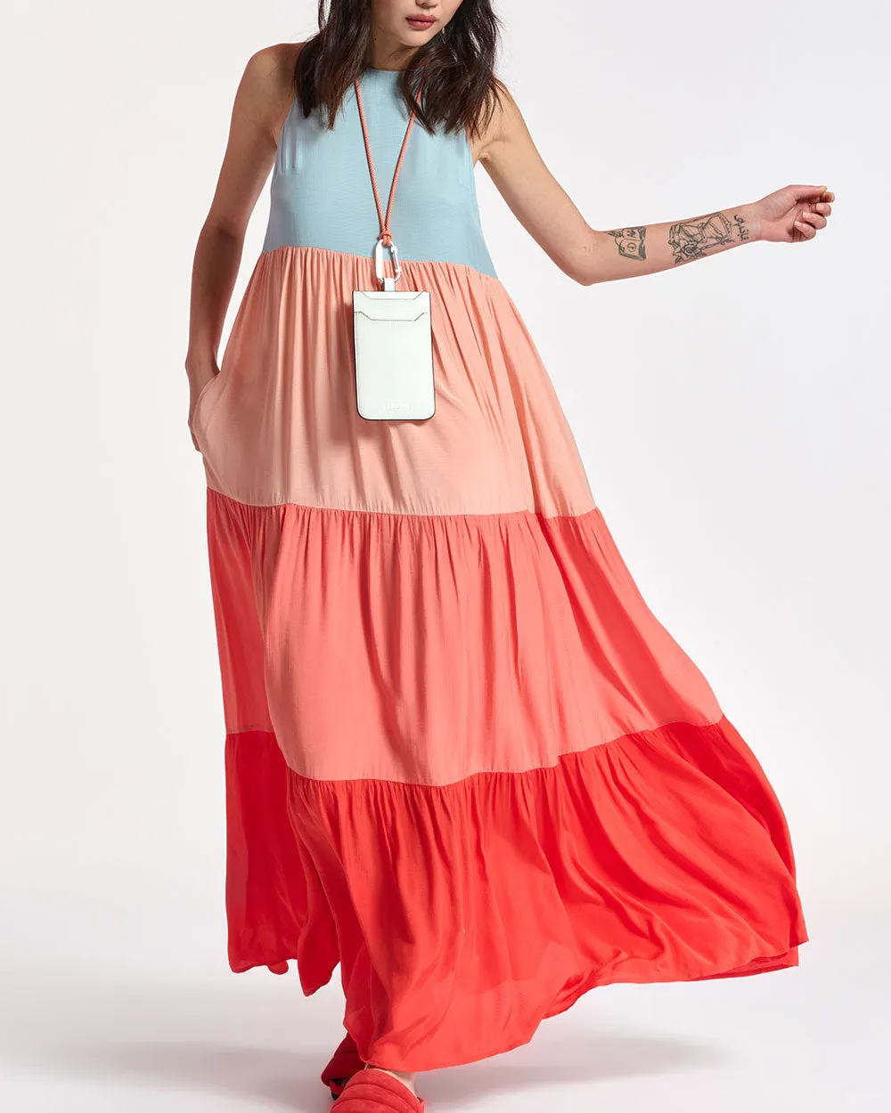 Orange Bente Colorblock Maxi Dress