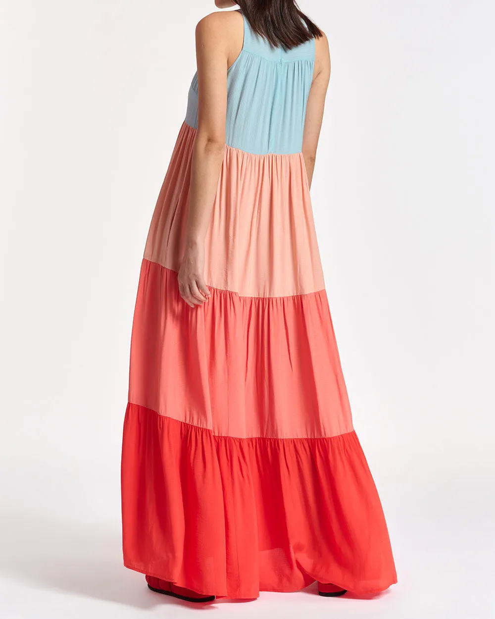 Orange Bente Colorblock Maxi Dress