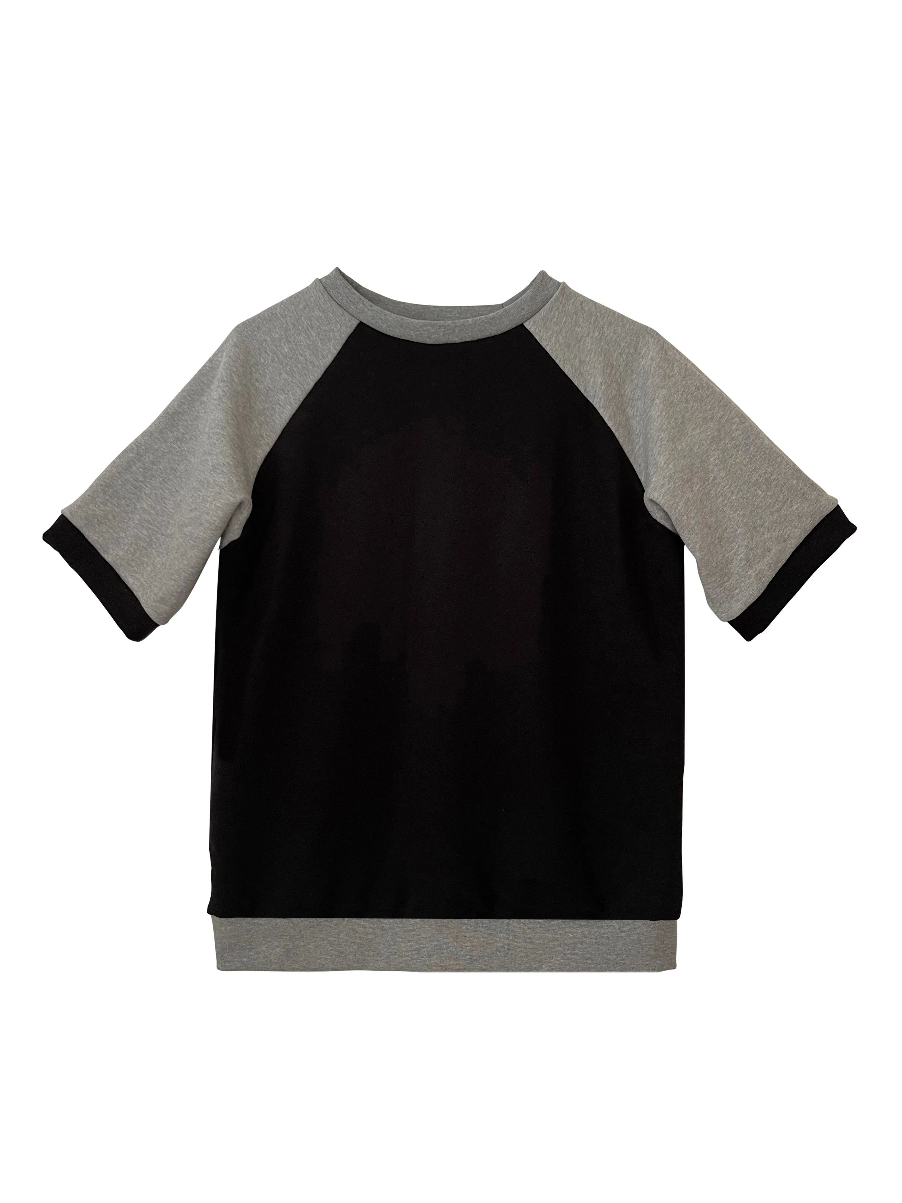 Organic Short Sleeve Mixed Black and Grey Jumper