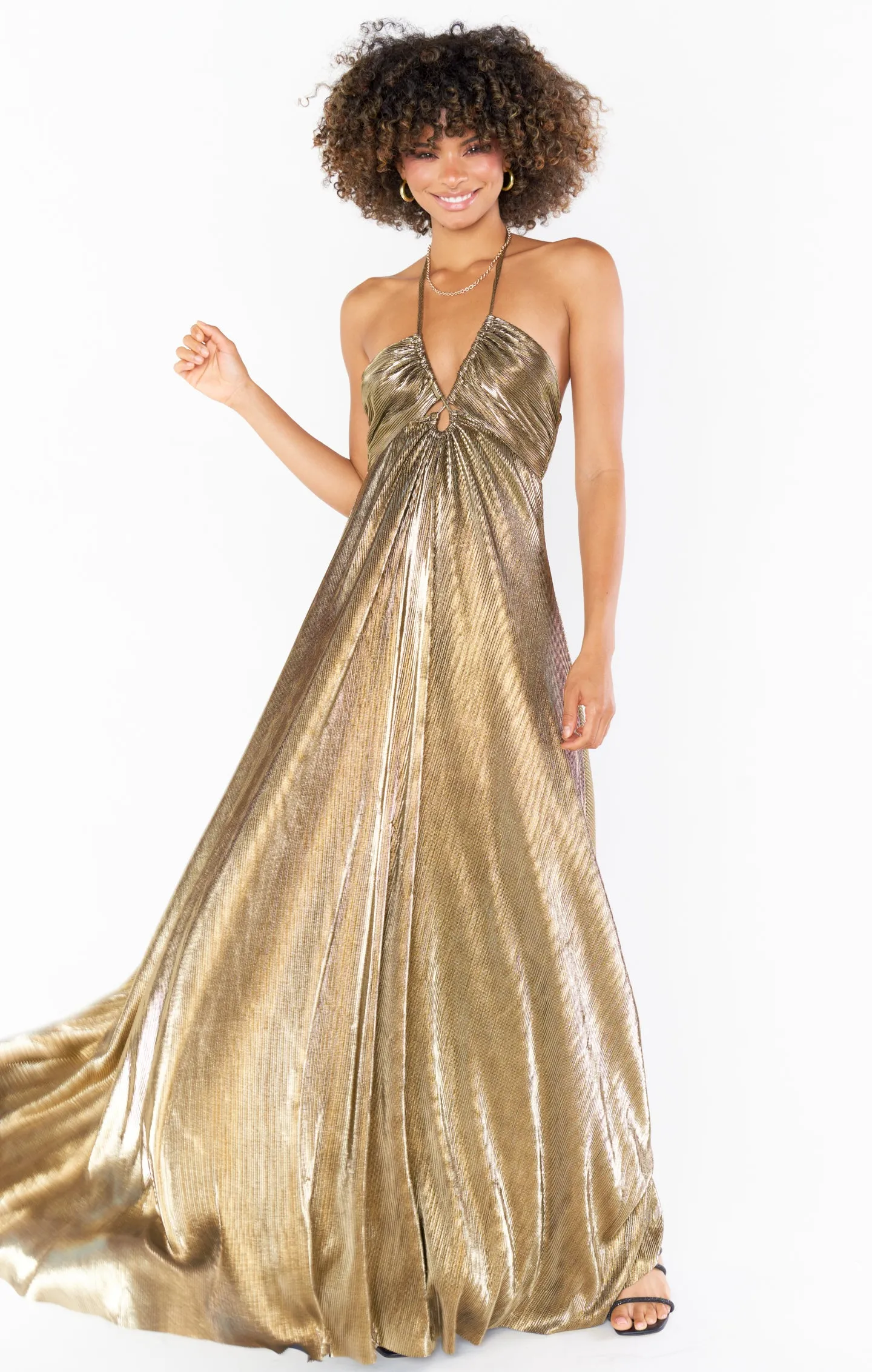 Paros Maxi Dress ~ Pleated Gold