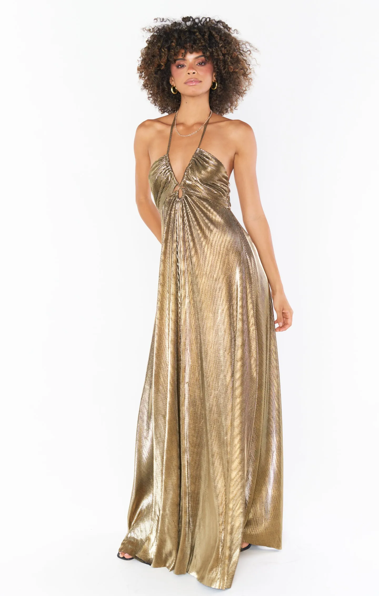 Paros Maxi Dress ~ Pleated Gold