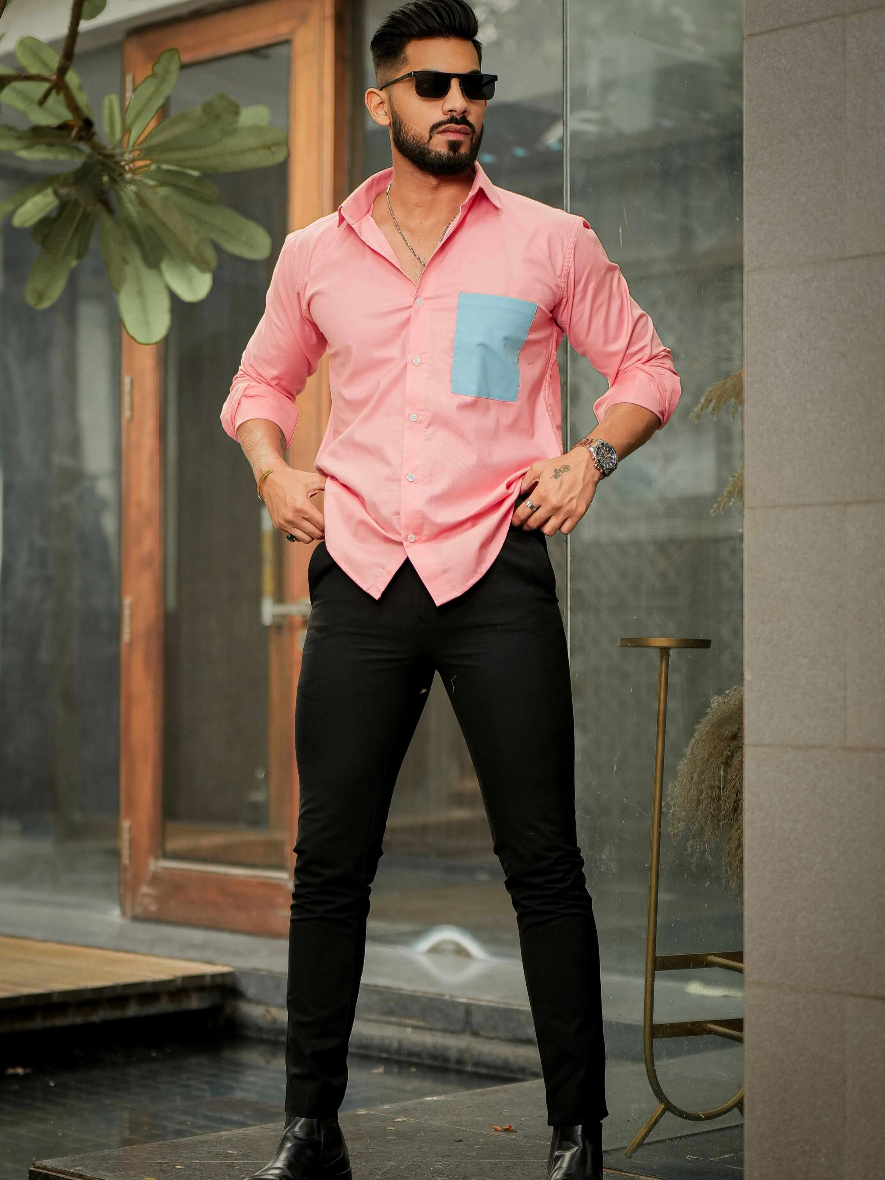 Pink Oxford Cotton Designer Shirt