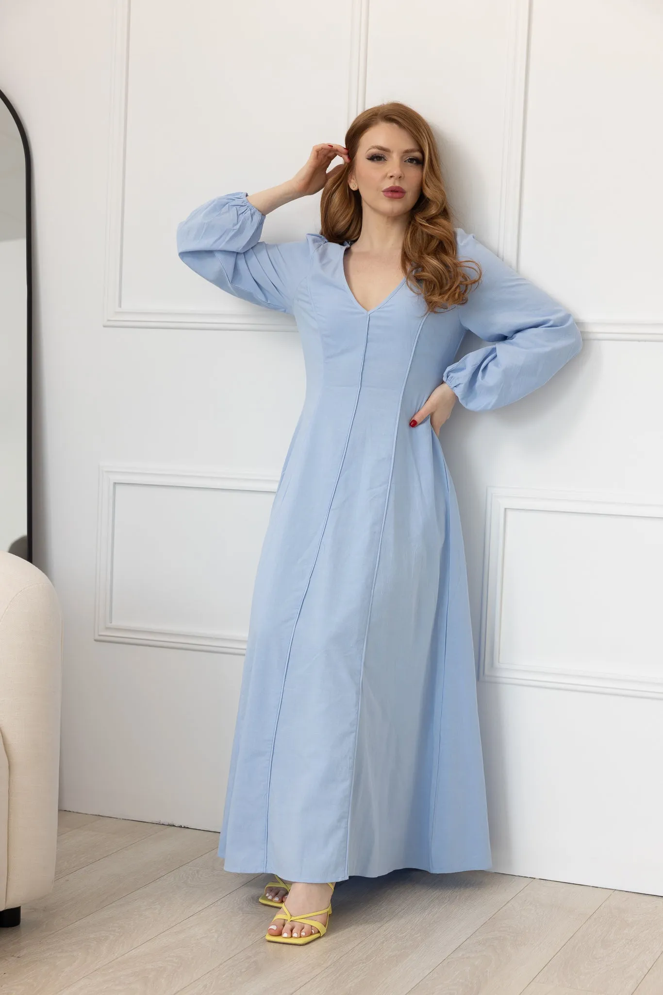 Pintuck Linen Dress