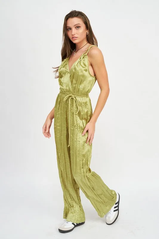 PLEARED WIDE LEG JUMPSUIT