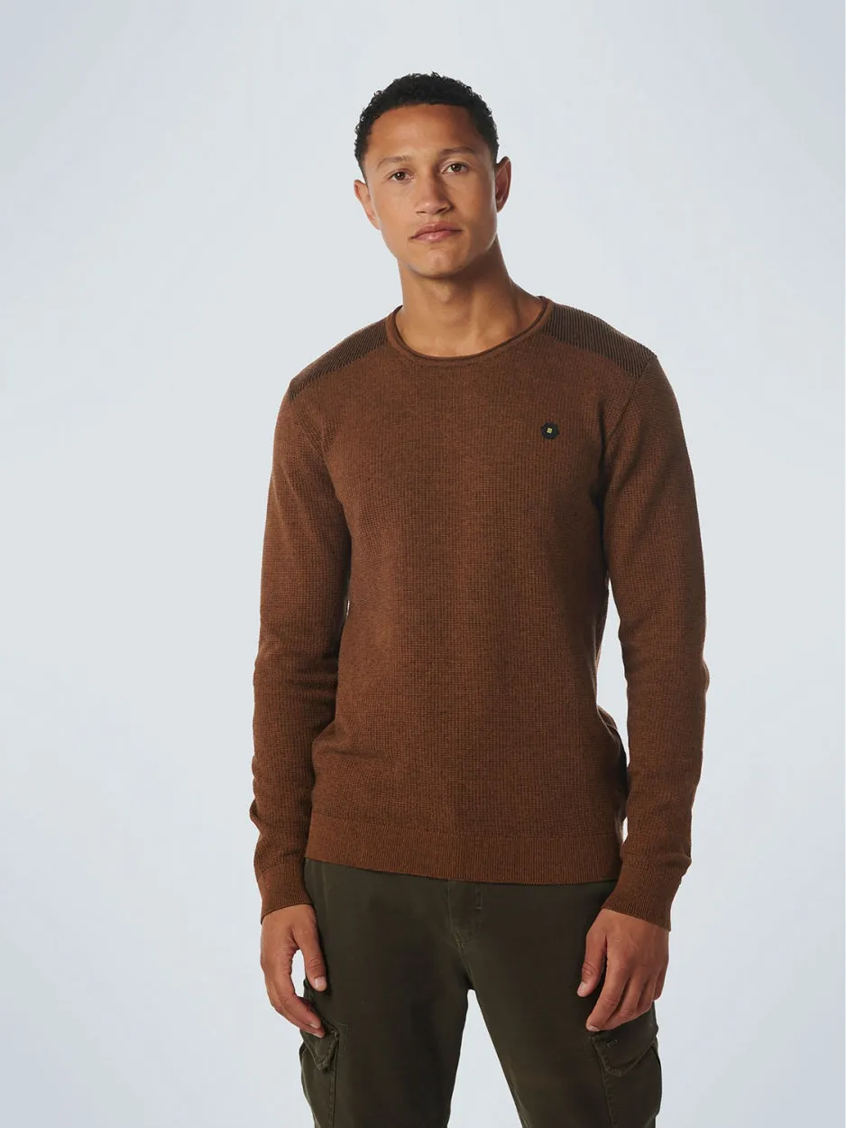 Pullover Crewneck 2 Coloured Jacquard | Caramel