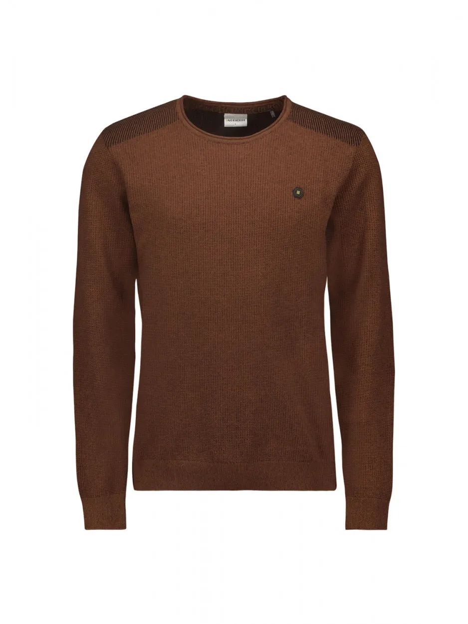 Pullover Crewneck 2 Coloured Jacquard | Caramel