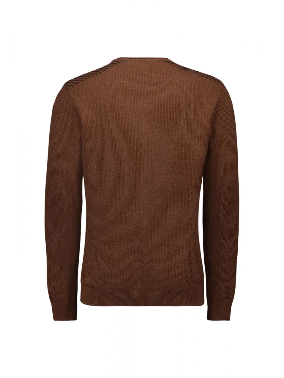 Pullover Crewneck 2 Coloured Jacquard | Caramel