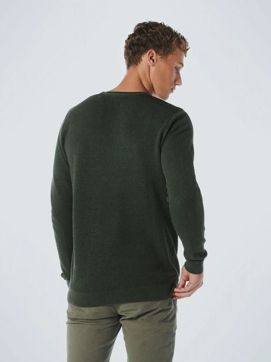 Pullover Crewneck 2 Coloured Jacquard | Dark Green