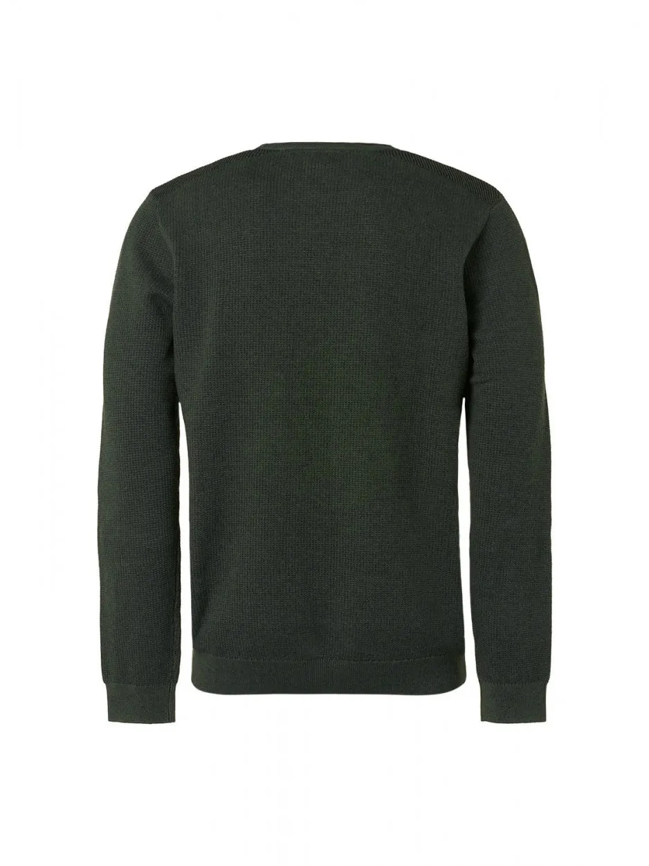 Pullover Crewneck 2 Coloured Jacquard | Dark Green