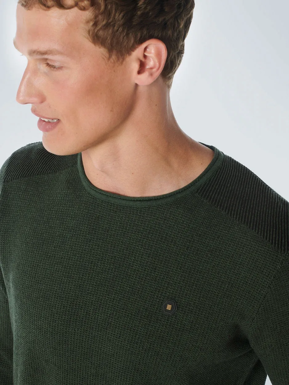 Pullover Crewneck 2 Coloured Jacquard | Dark Green