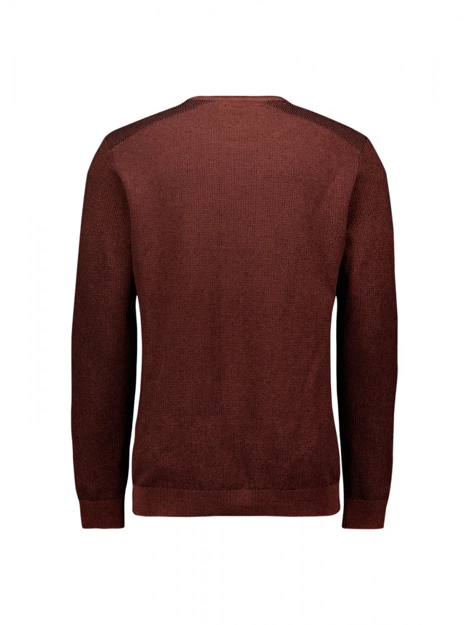 Pullover Crewneck 2 Coloured Jacquard | Dark Red