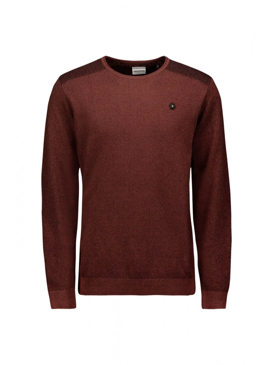 Pullover Crewneck 2 Coloured Jacquard | Dark Red