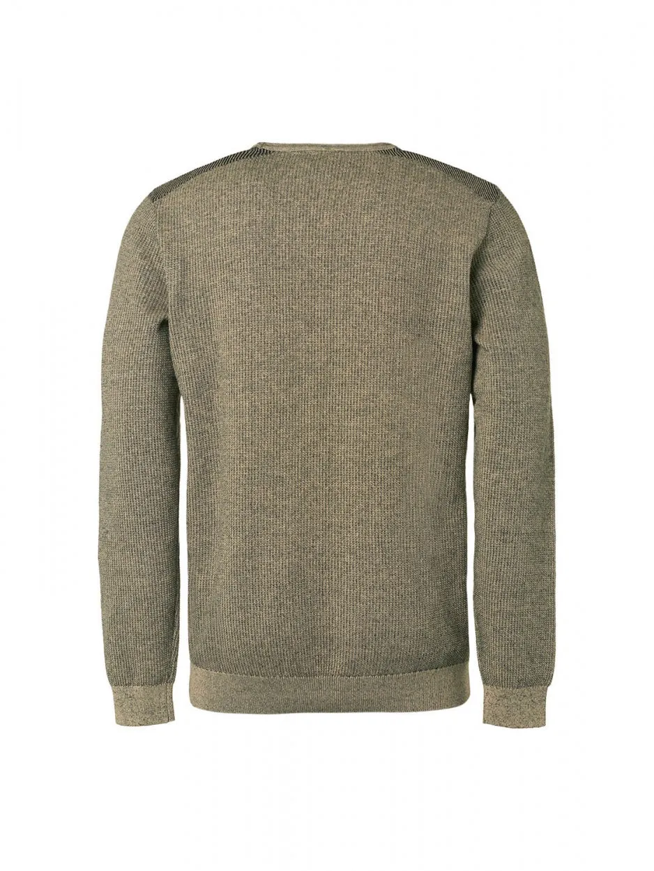 Pullover Crewneck 2 Coloured Jacquard | Stone