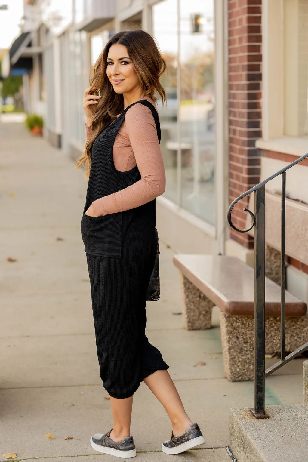 Ribbed Two Pocket Jogger Jumpsuit