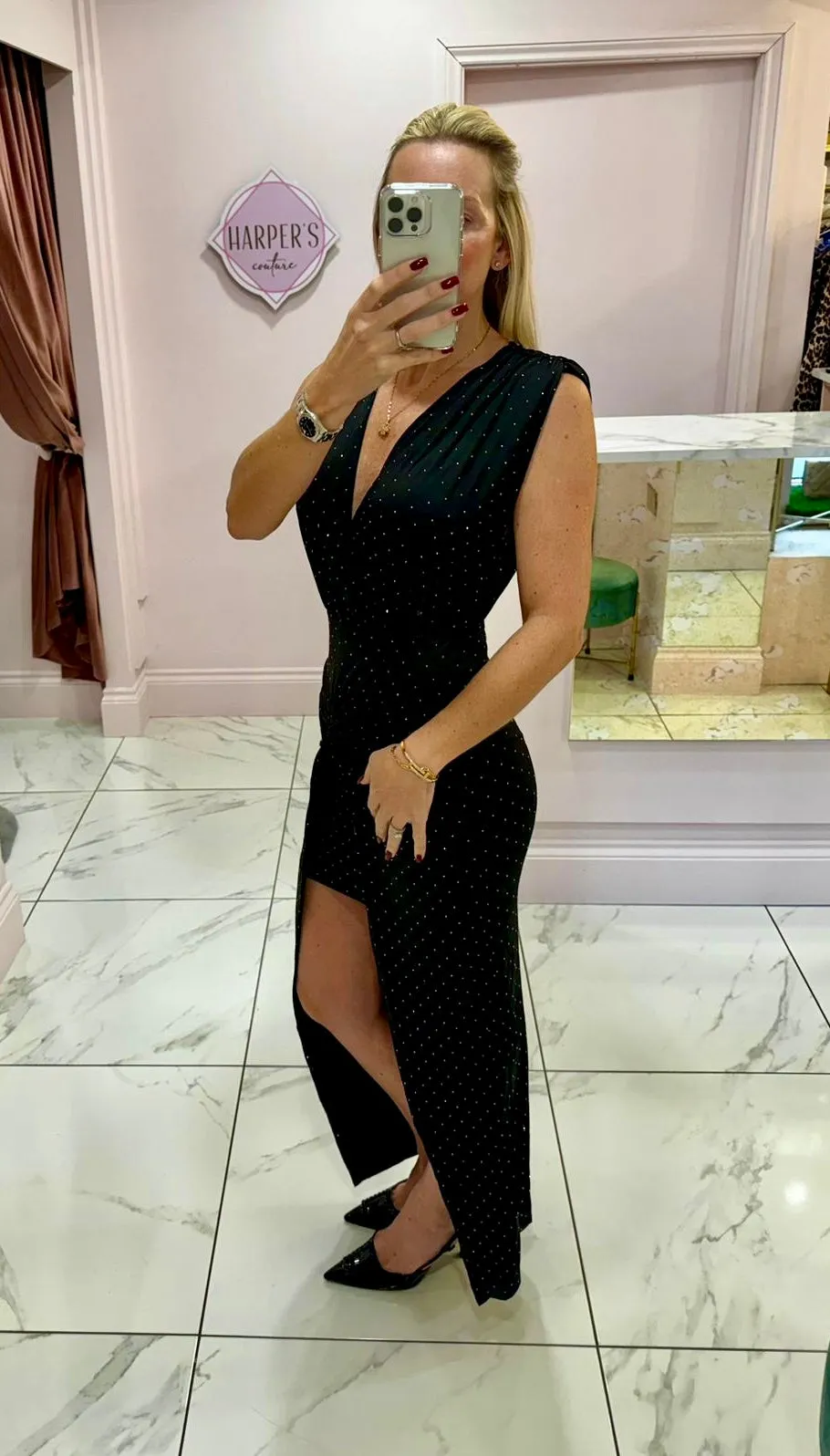 Rio Black Dress With Scattered Crystals