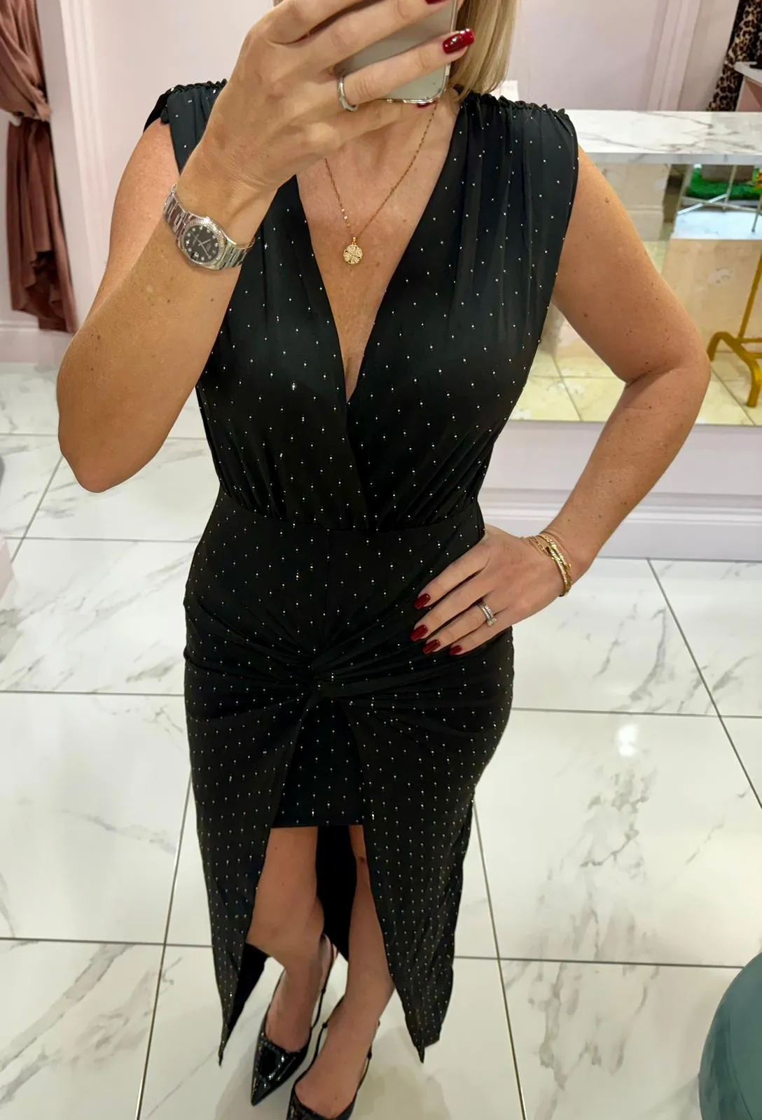 Rio Black Dress With Scattered Crystals