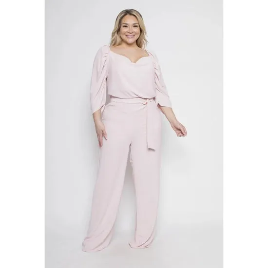 Royal Curves Blush Wide Leg Jumpsuits